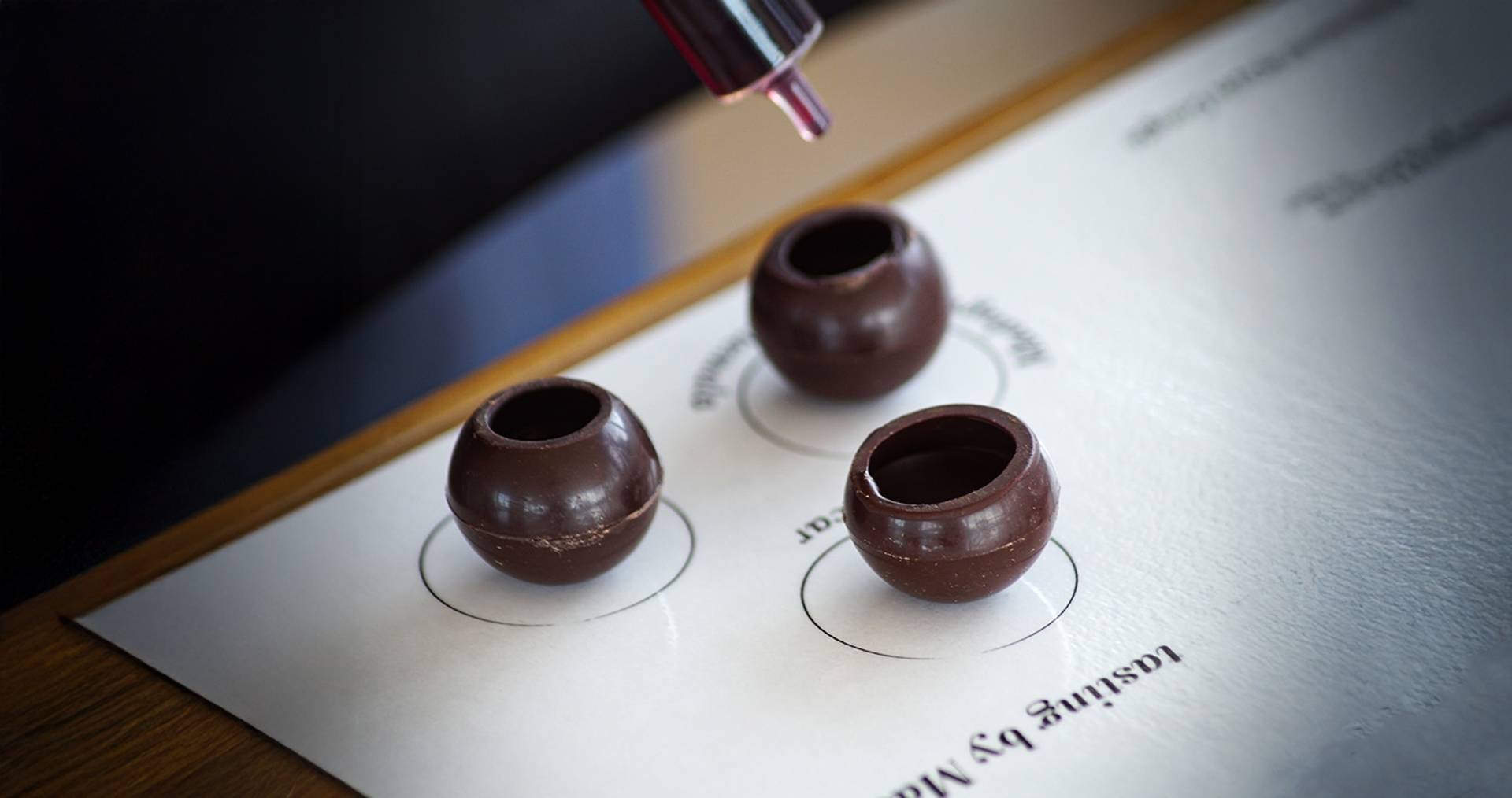 Wines and chocolate spheres (Saint-Emilion)