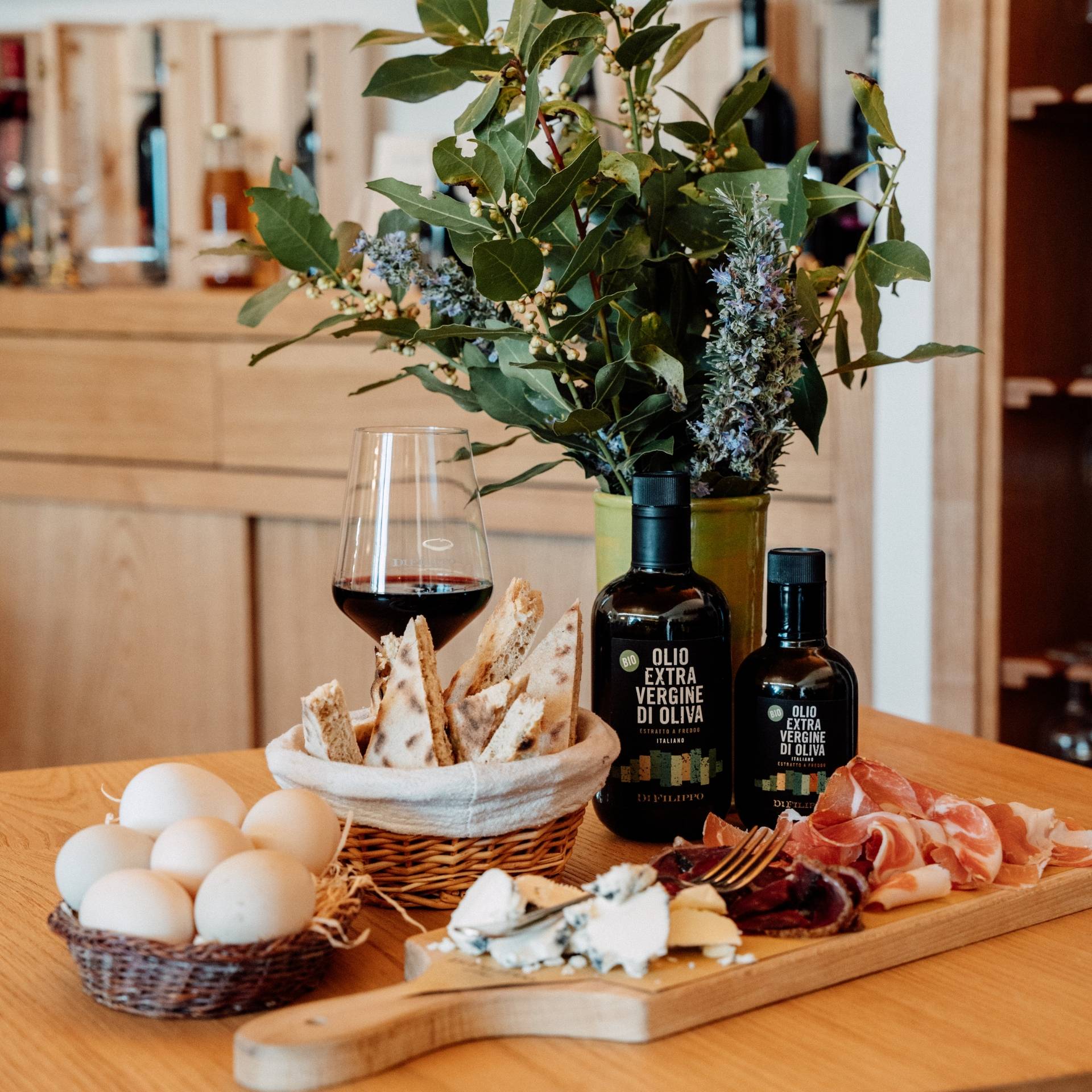 Wine tasting with a charcuterie board