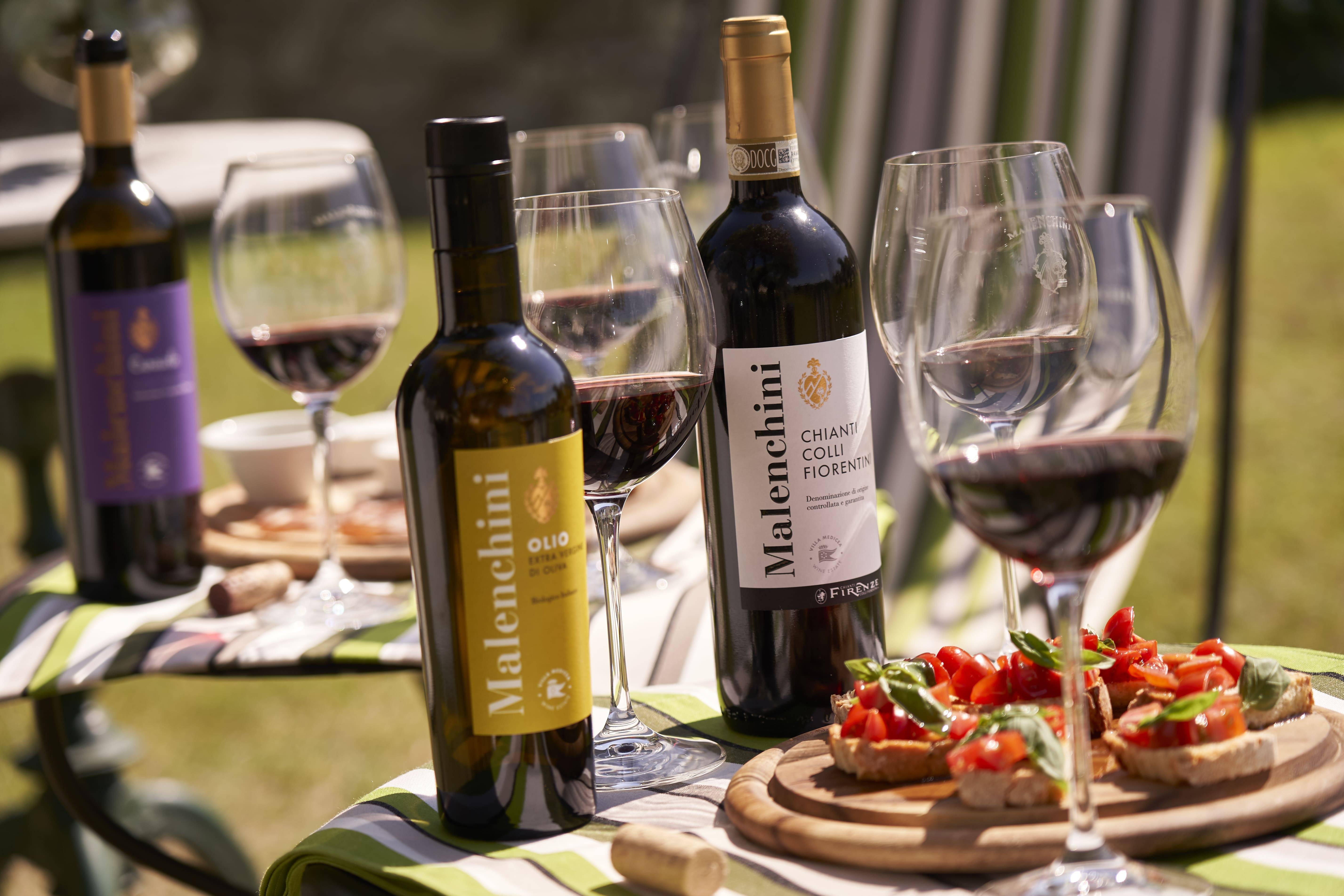 Picnic in the vineyard in the hills of Florence